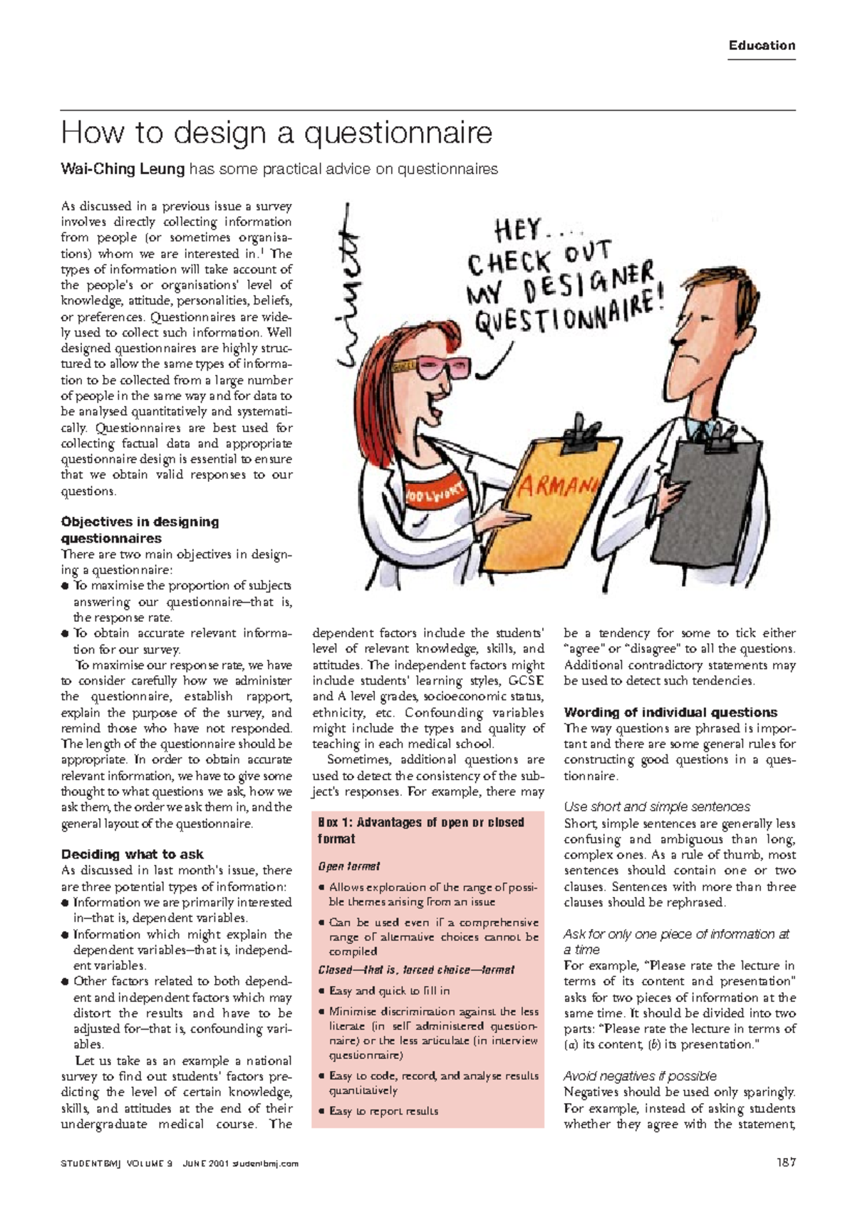 how to design a questionnaire - Questionnaires are widely used to ...