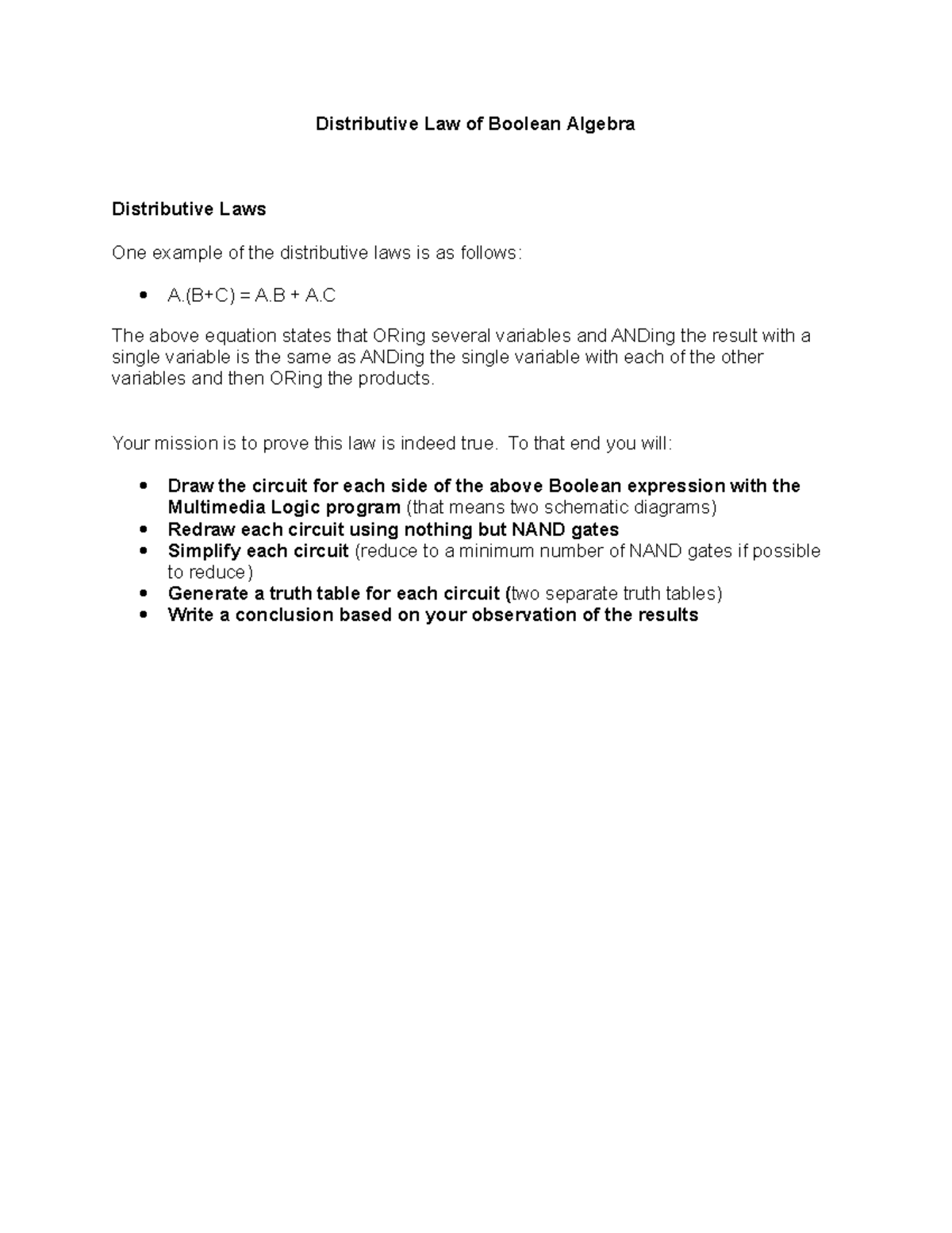 Distributive Law of Boolean Algebra mod - Distributive Law of Boolean ...