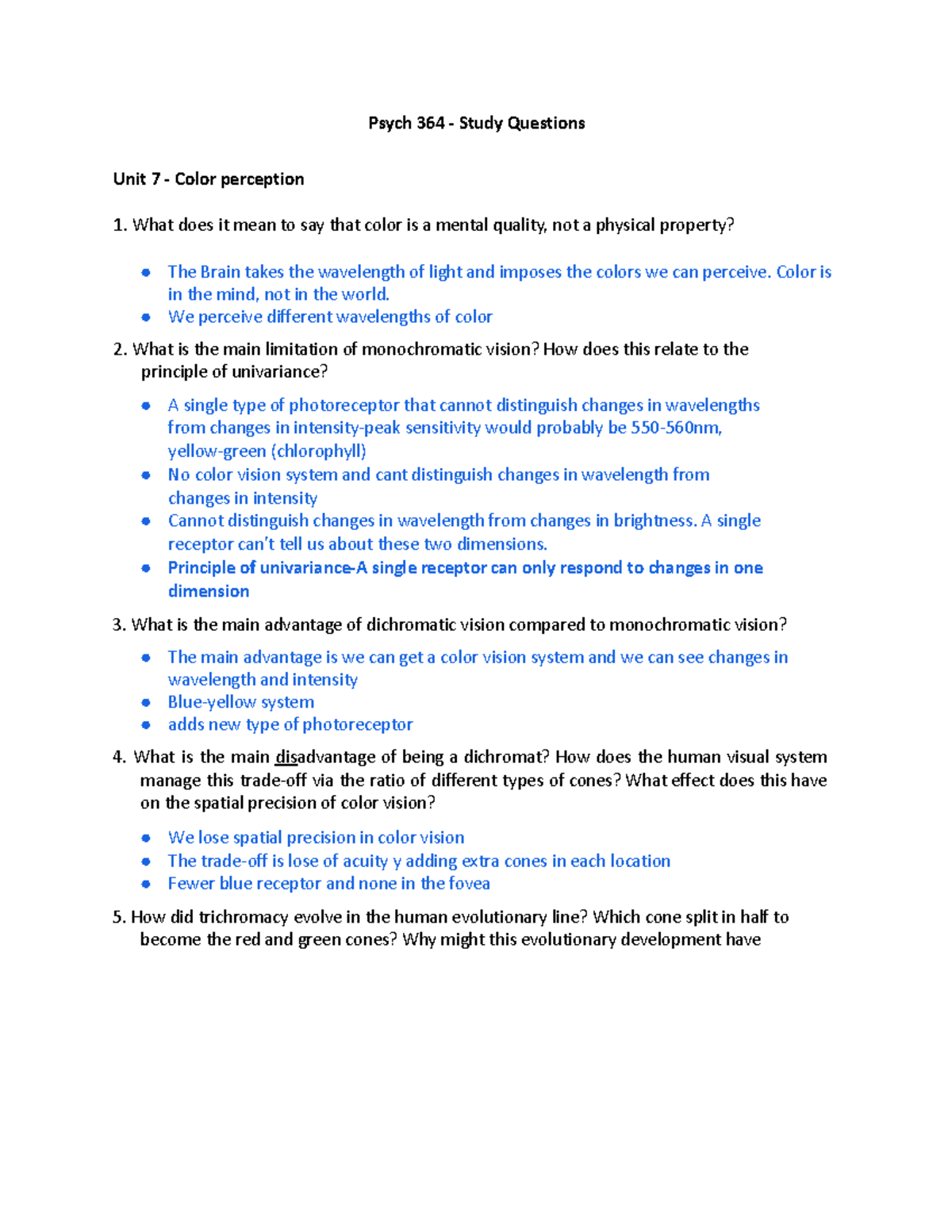 PSYC 364 Study guide unit 7 - Psych 364 - Study Questions Unit 7 ...