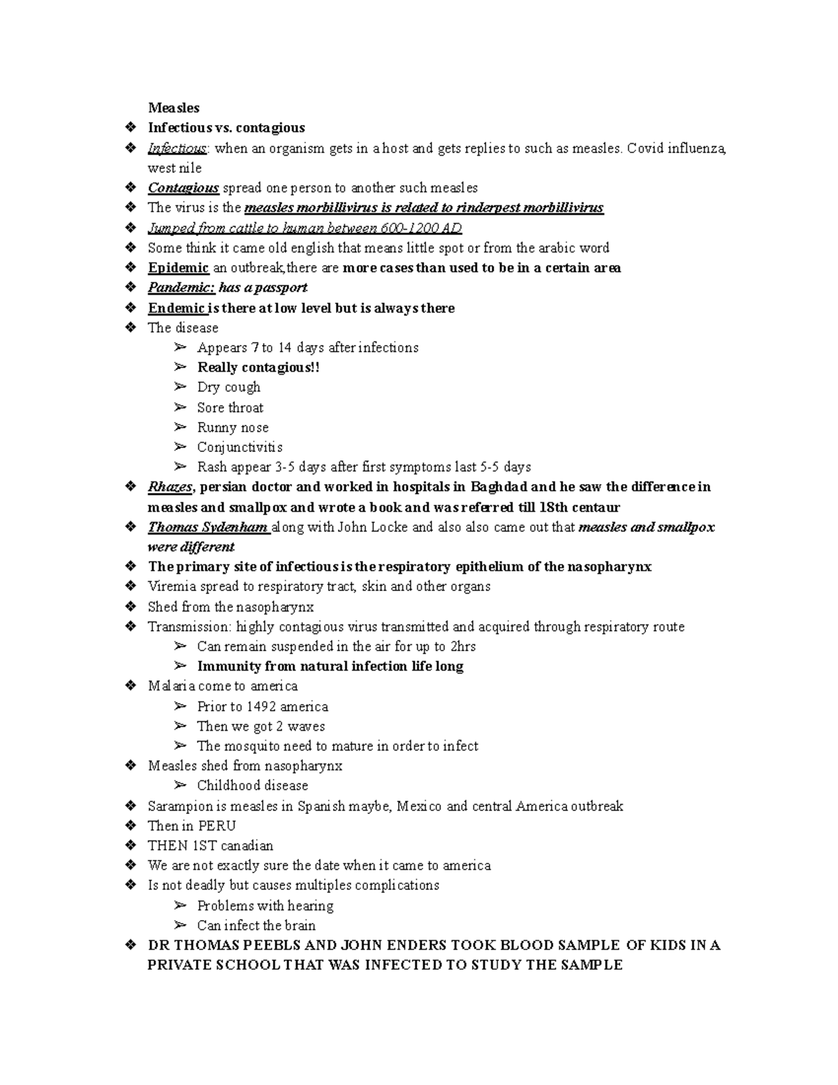 Measles Notes - Dr. Logan - Measles Infectious vs. contagious ...