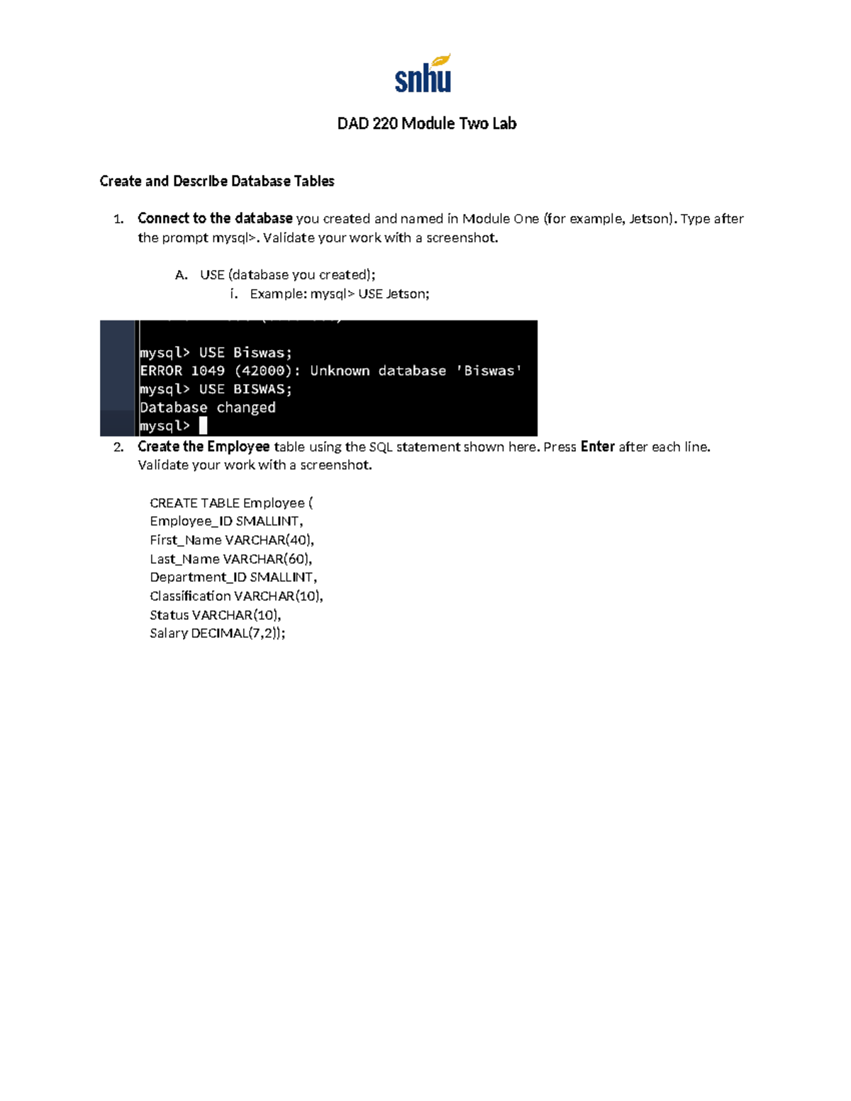 Dad 220 Module Two Lab - xp56msp