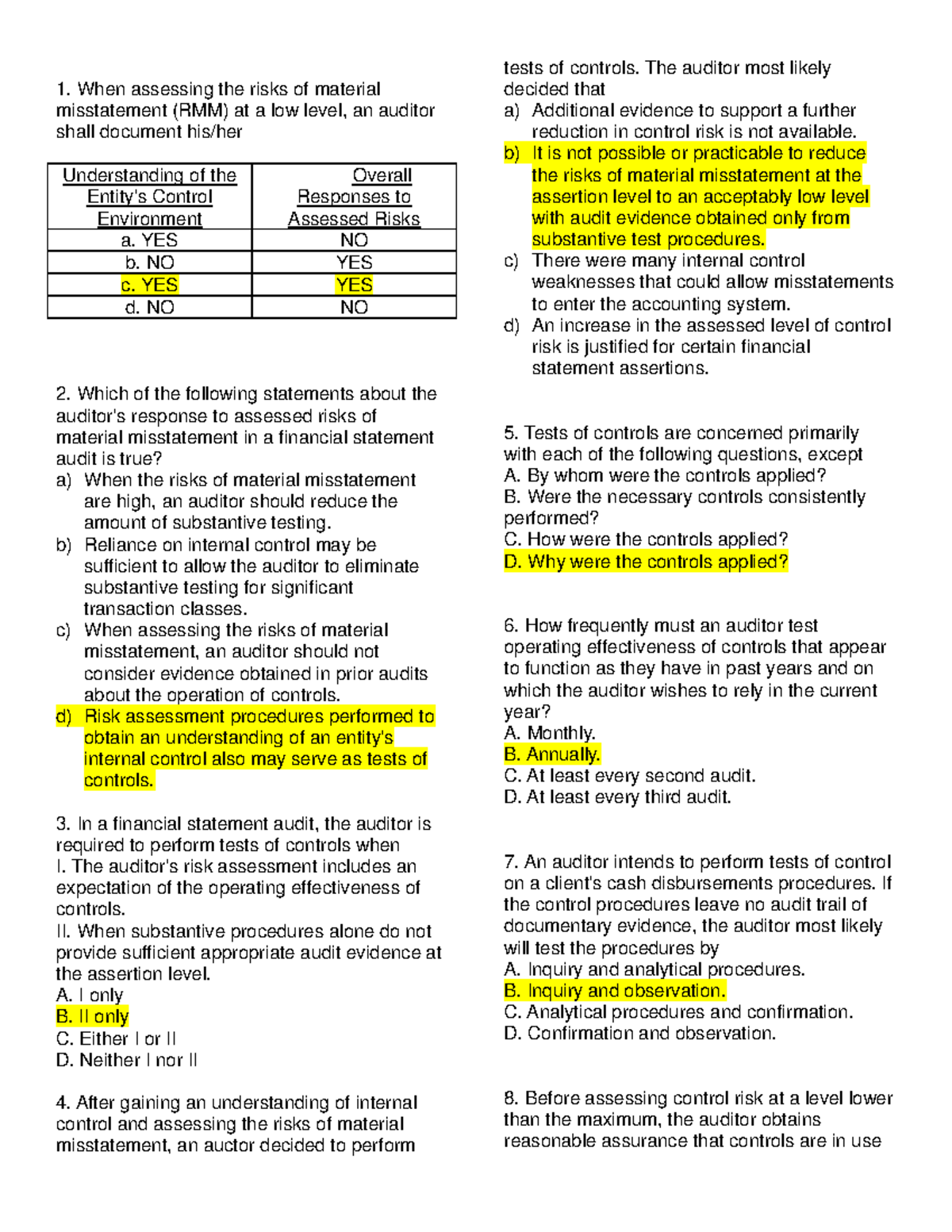 COMP333333 - Summary as guide for review - When assessing the risks of ...