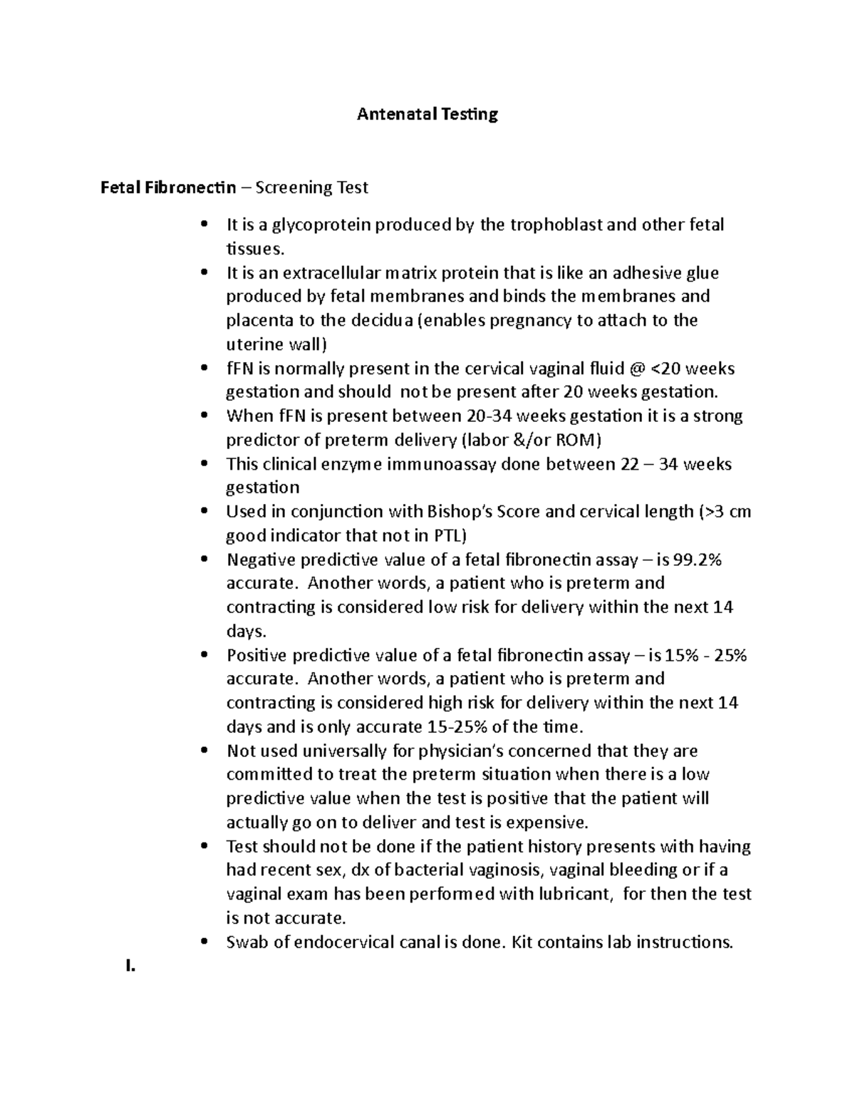 Fetal Fibronectin - Antenatal Testing Fetal Fibronectin – Screening ...