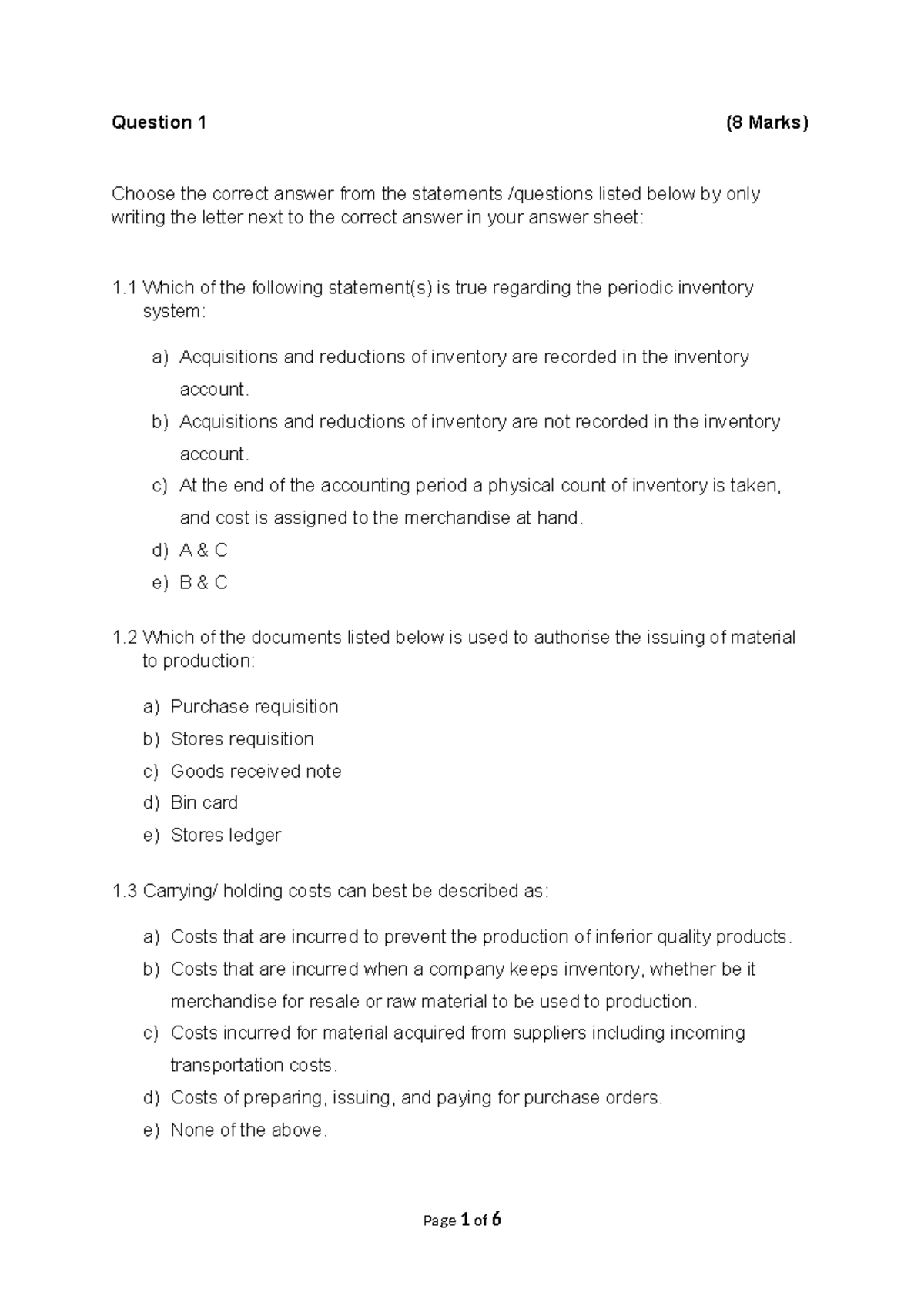 26 MAY 2023 MAIN Paper ( Moderated) - Question 1 (8 Marks) Choose the ...