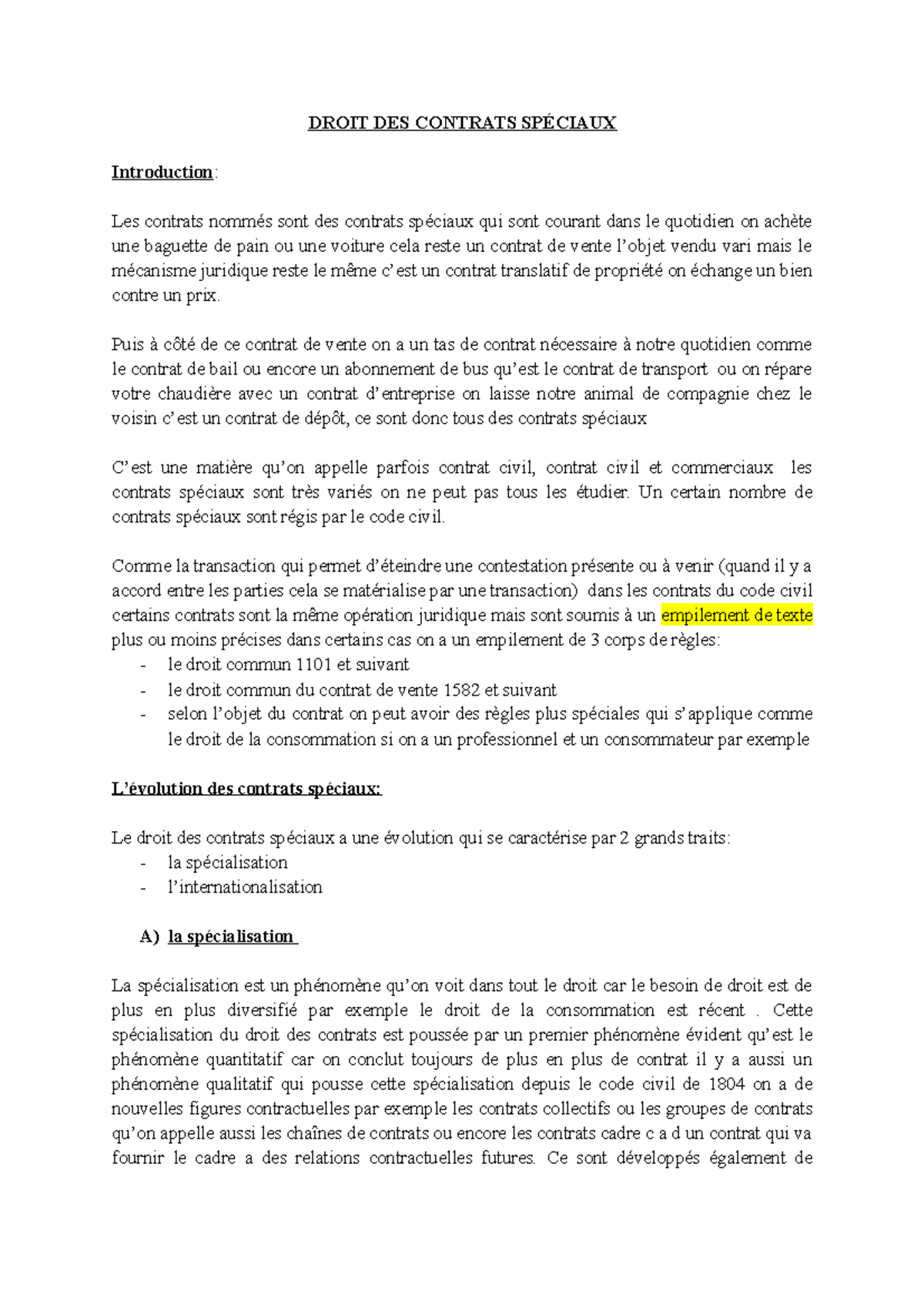 Droit Des Contrats Spe-ciaux - DROIT DES CONTRATS SPÉCIAUX Introduction ...