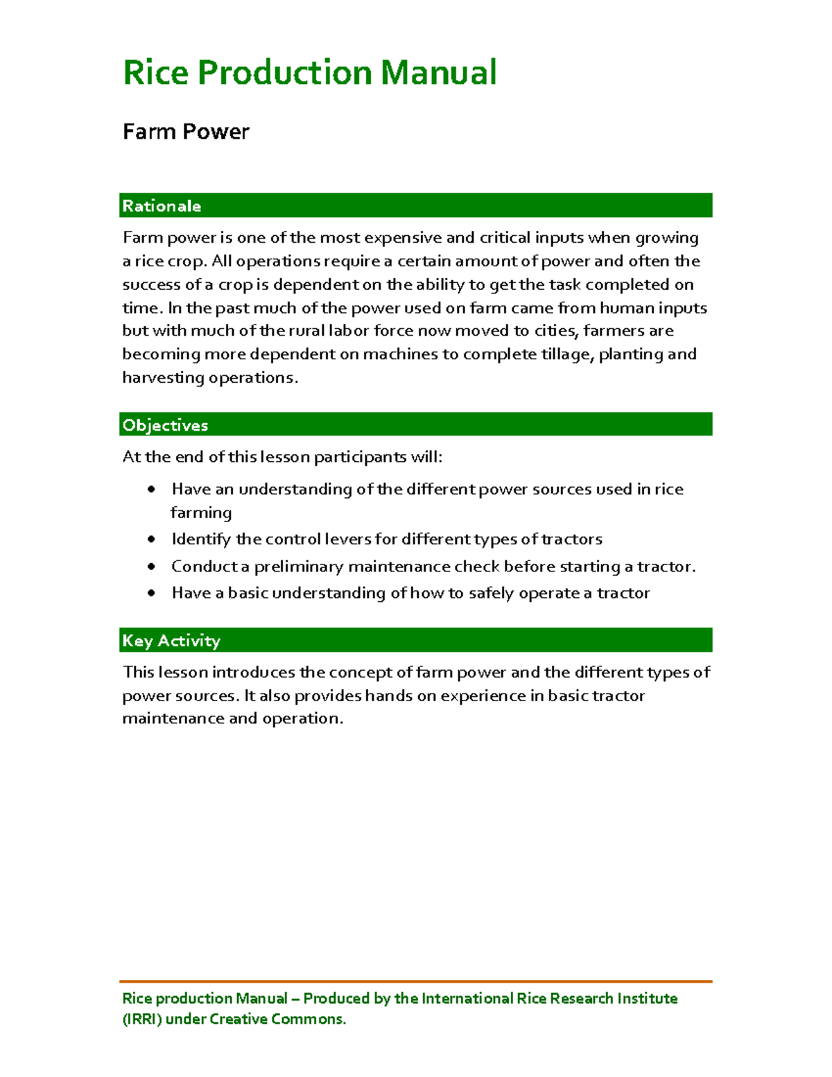 Landpreparationfarmpower Rice Production Manual Rice production