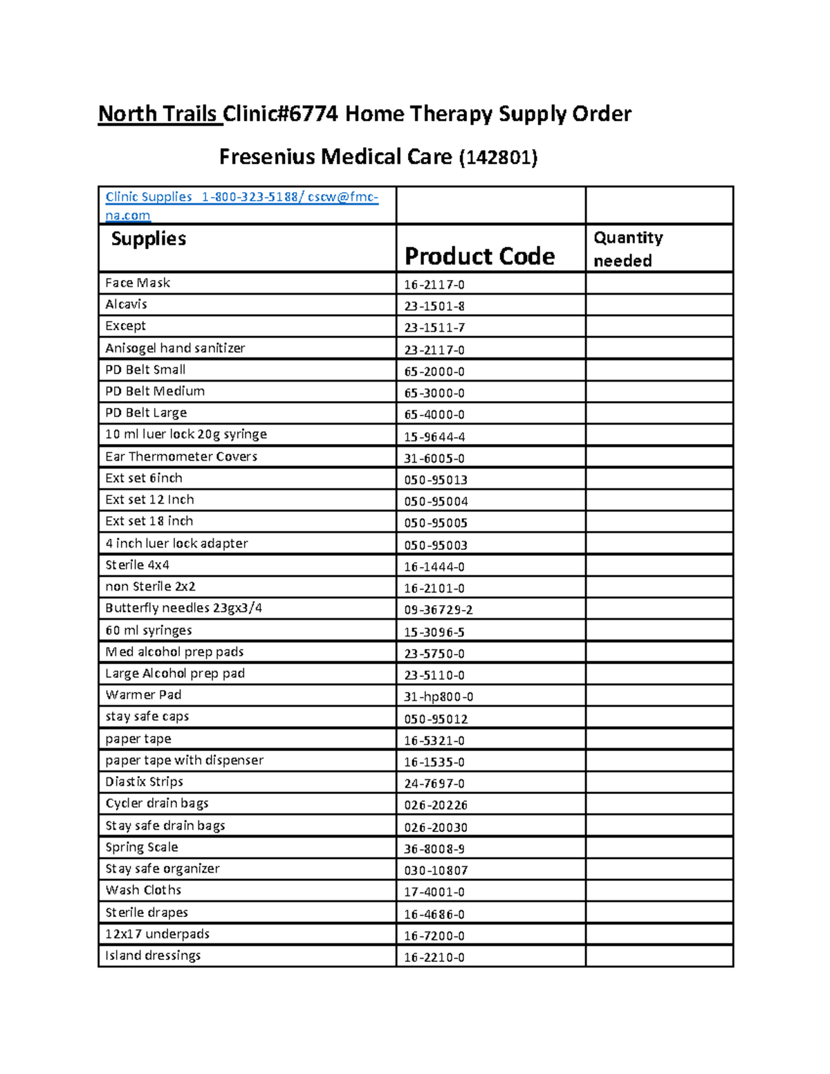 Document 12 North Trails Clinic6774 Home Therapy Supply Order