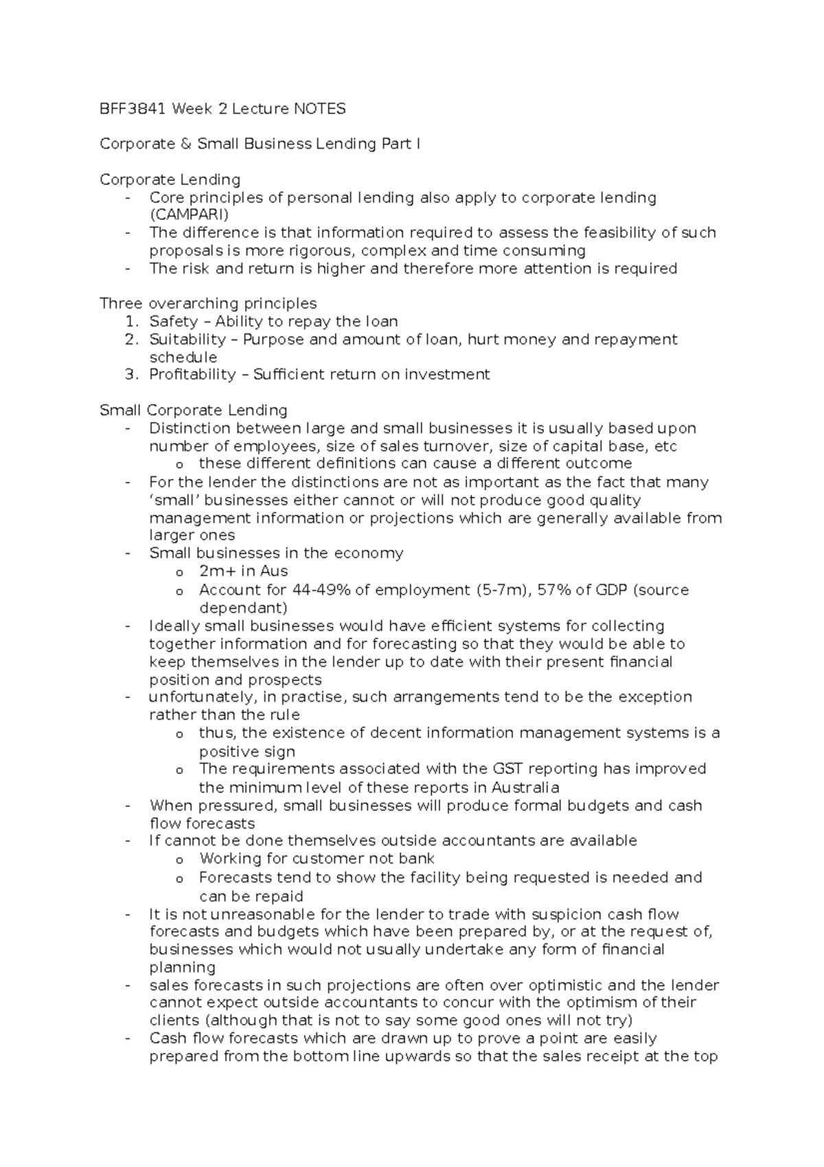 BFF3841 Week 2 Lecture Notes - BFF3841 Week 2 Lecture NOTES Corporate ...