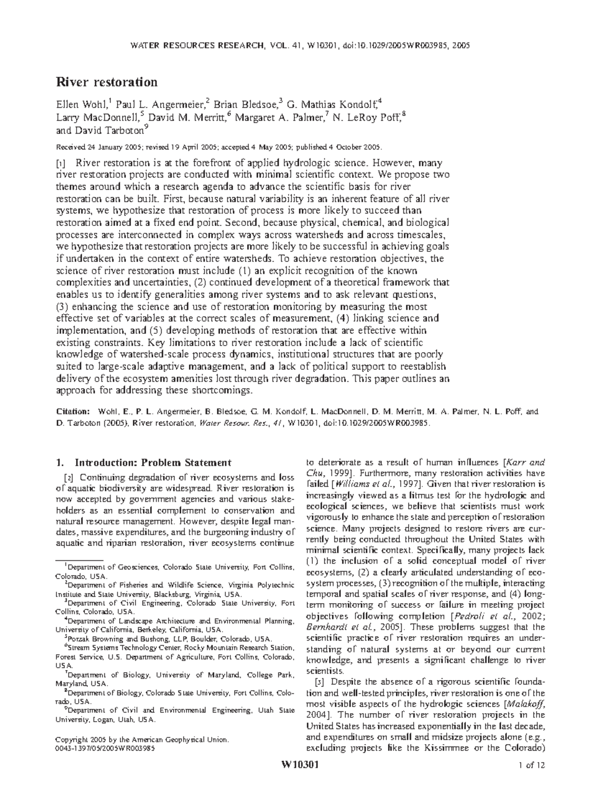 Water Resources Research - 2005 - Wohl - River restoration Ellen Wohl ...