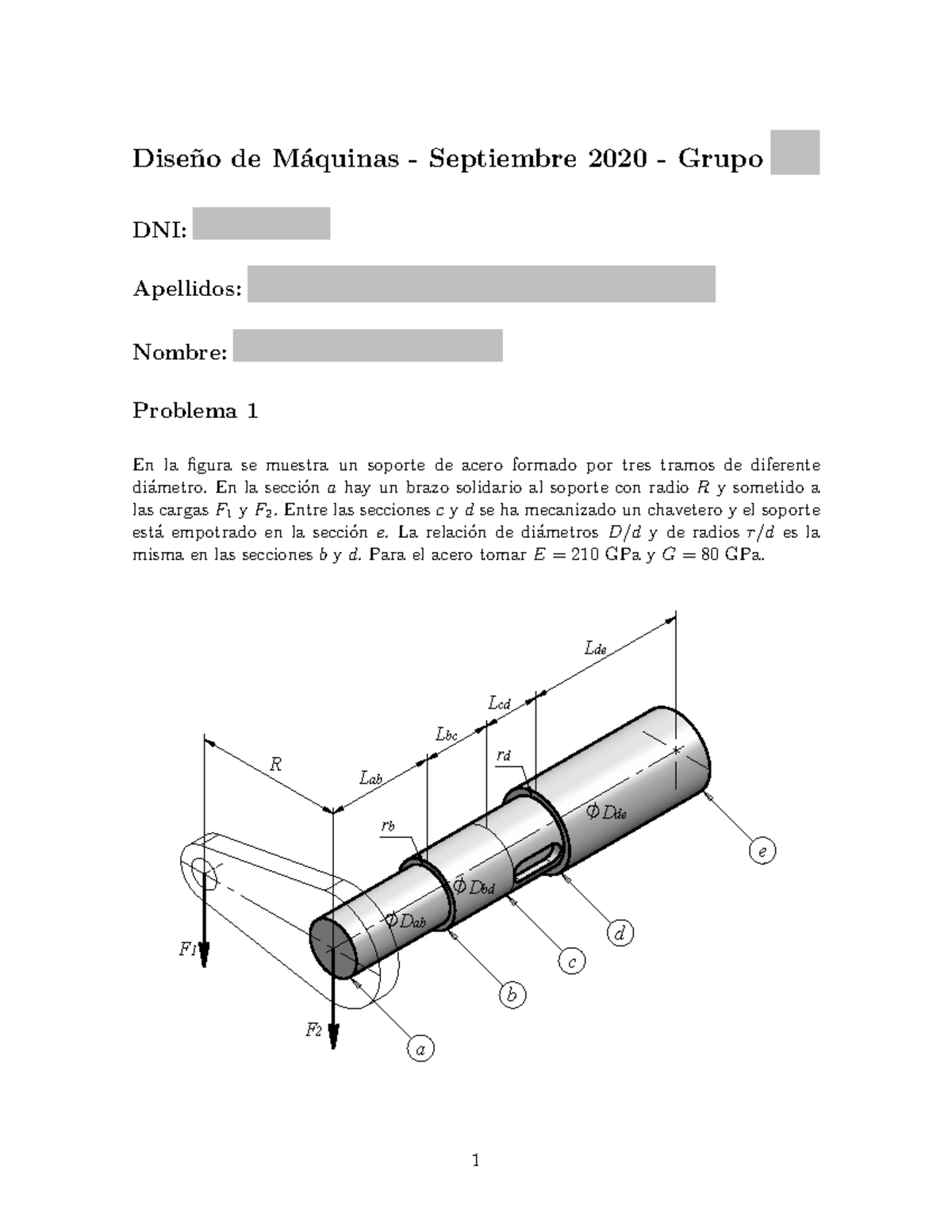 Problema 1 Diseño De Máquinas Septiembre 2020 Grupo Dni