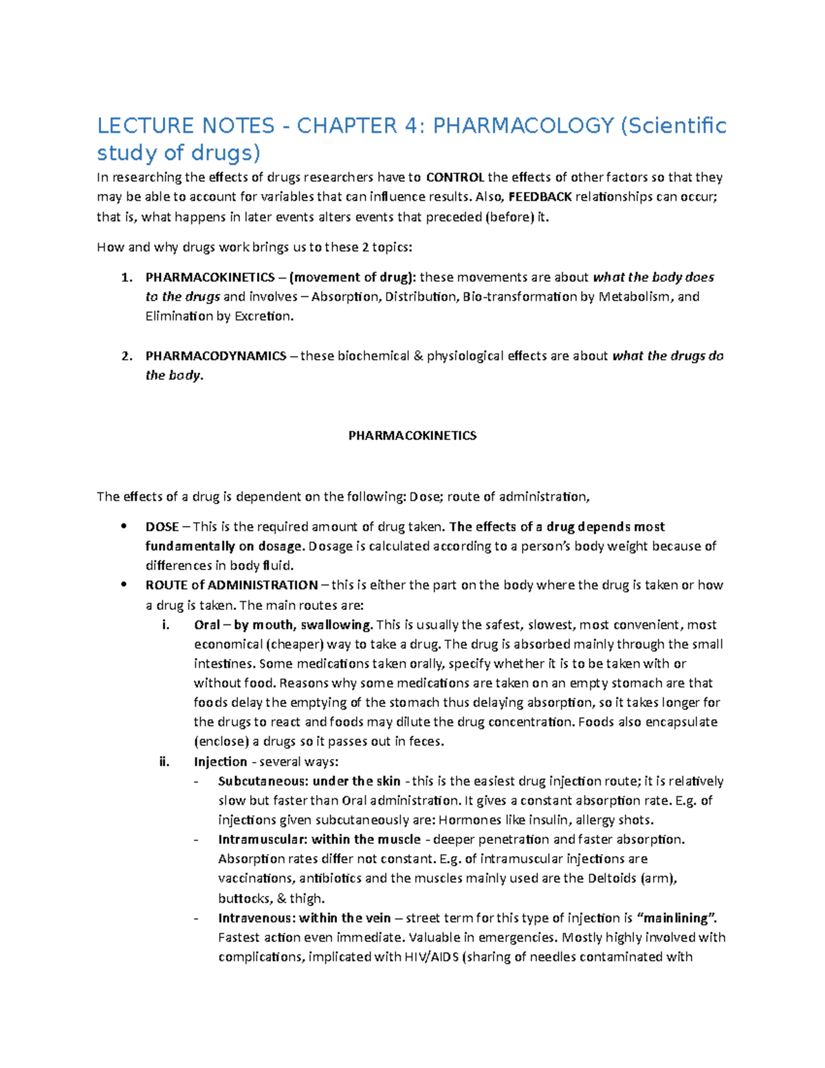 Chapter 4 - Notes Directly From Teacher. - LECTURE NOTES - CHAPTER 4 ...