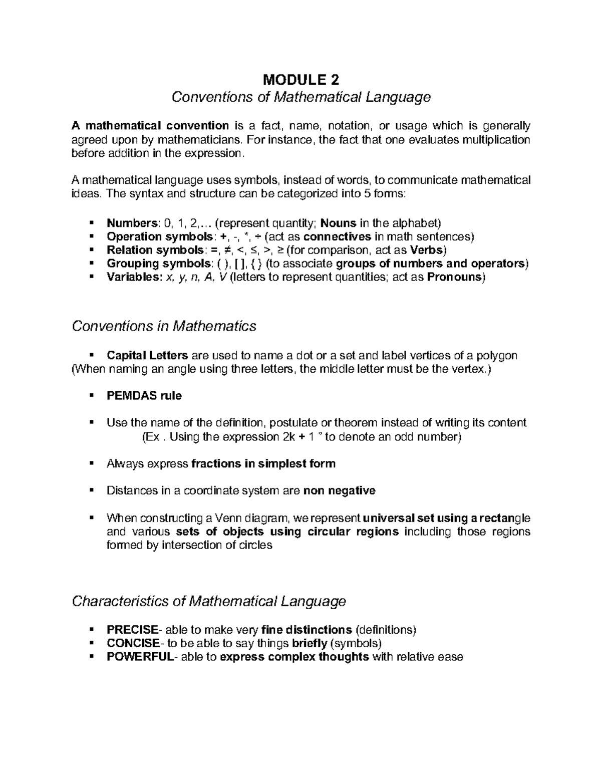 mathematical language essay