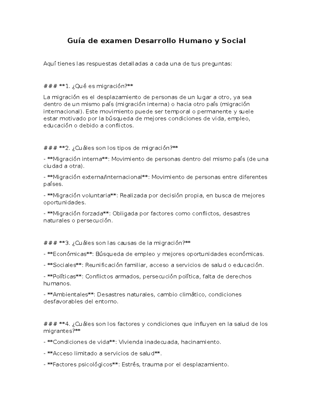 Guía de examen Desarrollo Humano y Social 2do parcial - Guía de examen ...