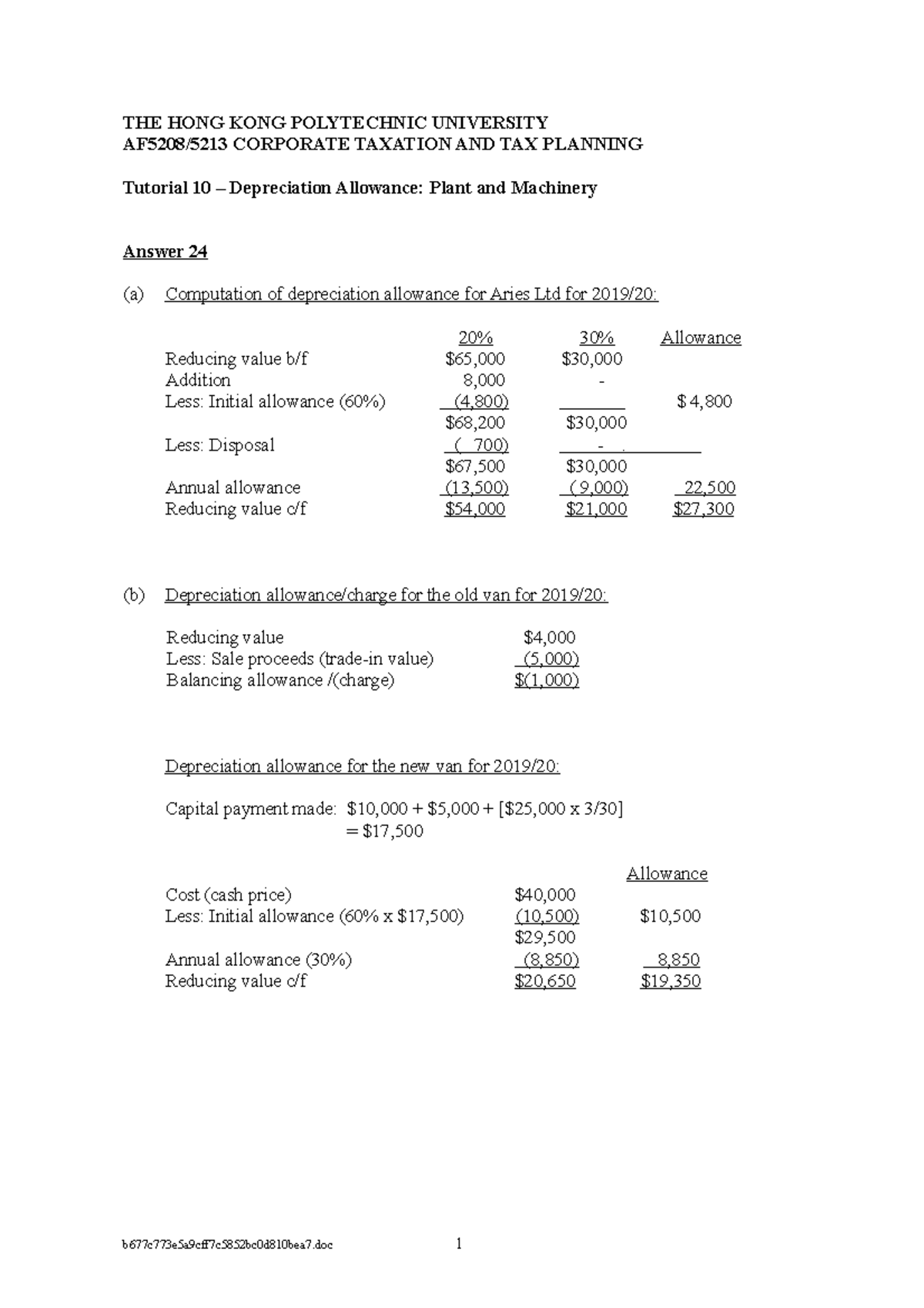 2021 AF5213 T10 DAPlant ans Q24&25 Q26key THE HONG KONG POLYTECHNIC