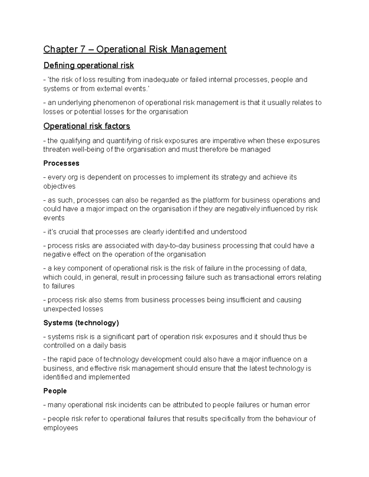 Chapter 7 - Operational Risk Management - Chapter 7 – Operational Risk ...