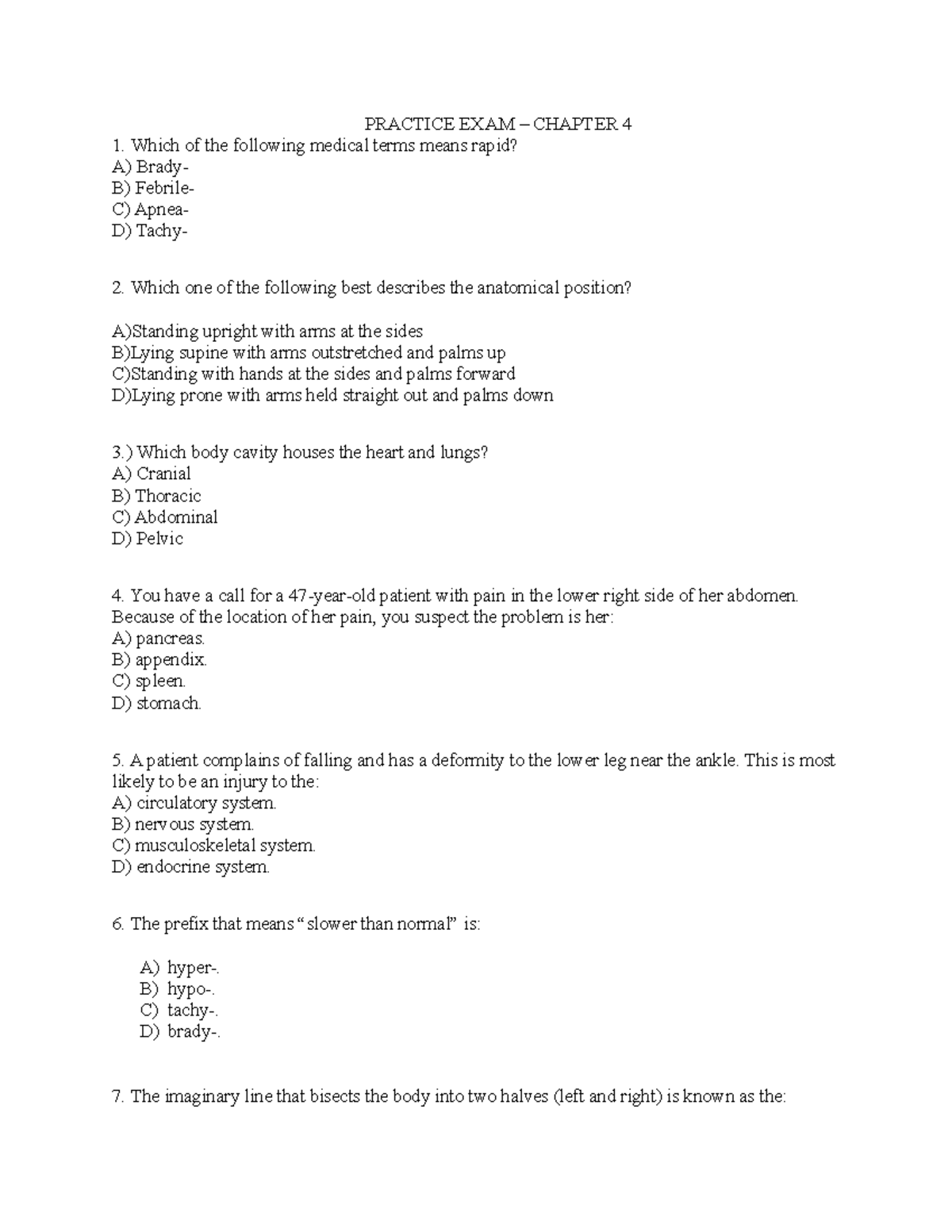 Practice Chapter 4 Exam - PRACTICE EXAM – CHAPTER 4 Which Of The ...