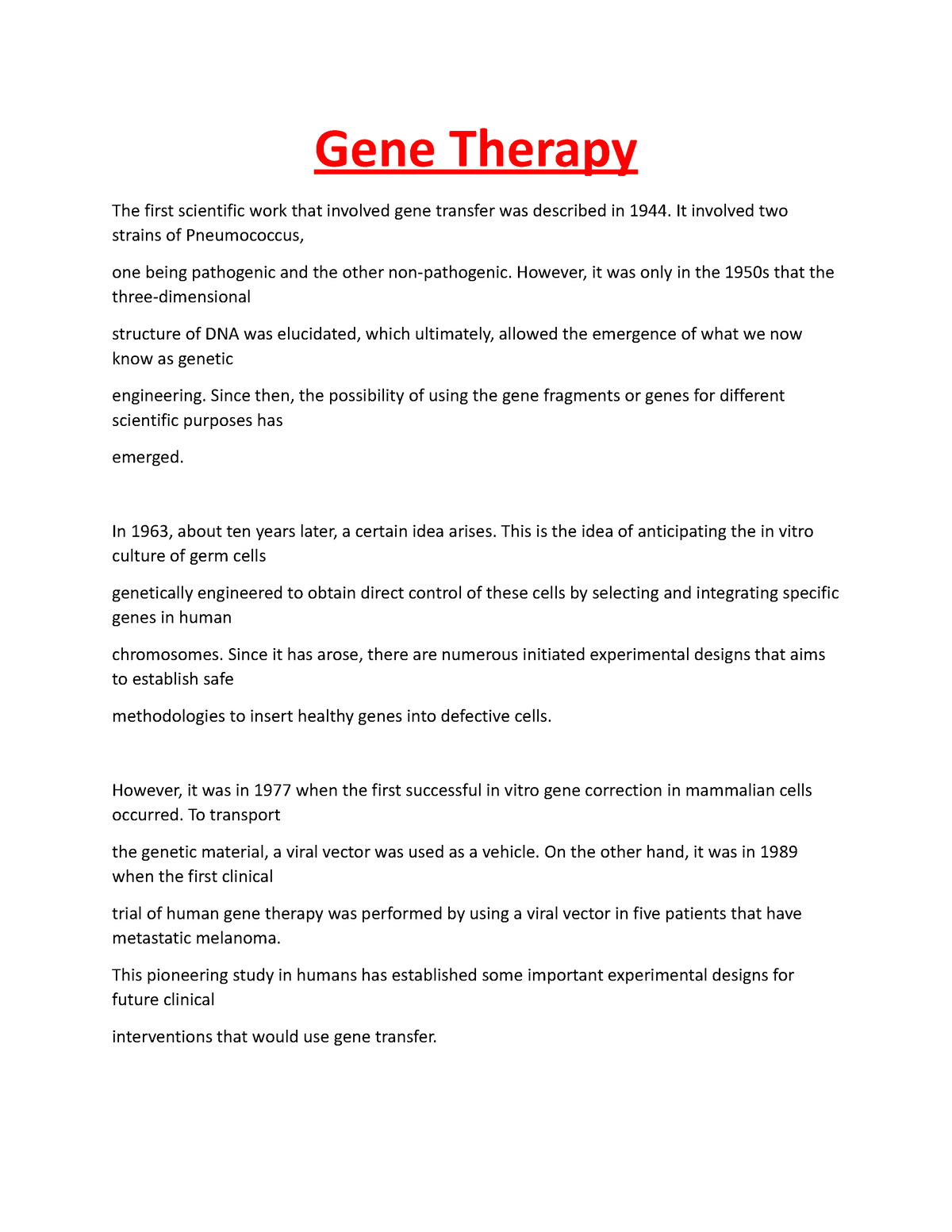 Gene Theraphy Lesson In Gene Therapy Gene Therapy The First Scientific Work That Involved 5804