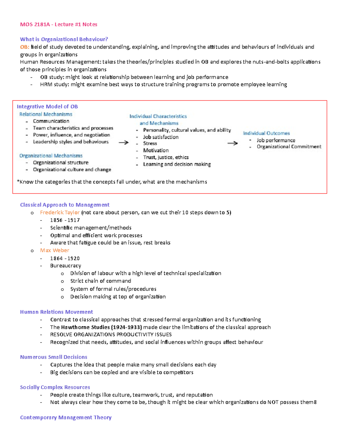 MOS+2181+-+ Lecture+1 - MOS 2181A - Lecture #1 Notes What is ...