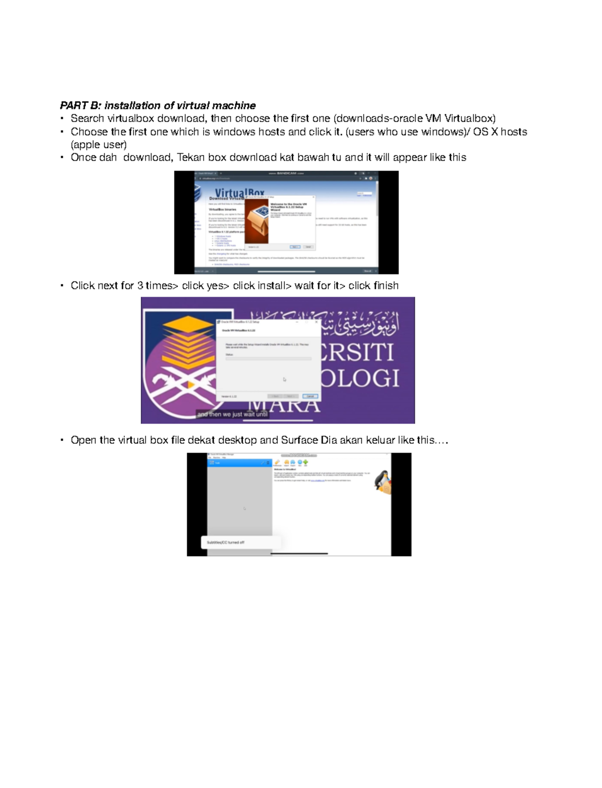 Steps on how to install OS - PART B: installation of virtual machine ...