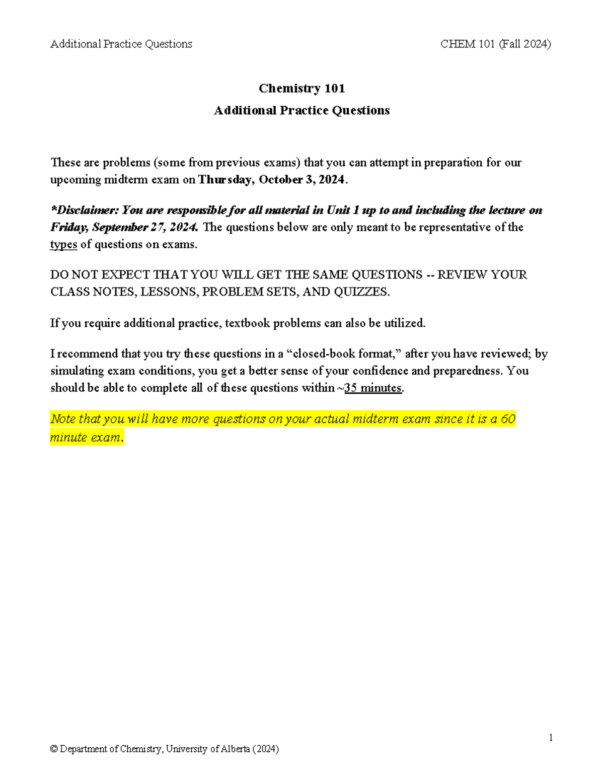 01 Additional Practice Midterm Exam 1 Questions - Additional Practice ...
