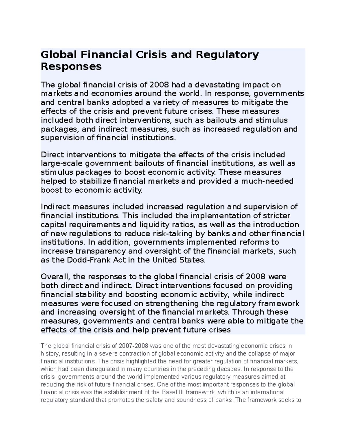Ep 84 - INFORMATIVE - Global Financial Crisis and Regulatory Responses ...