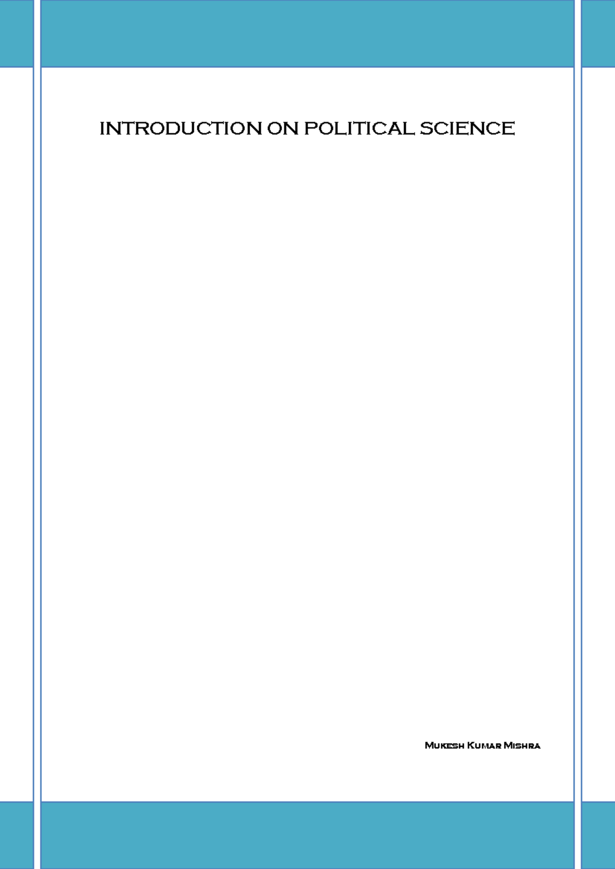 Introduction ON Political Science - INTRODUCTION ON POLITICAL SCIENCE ...