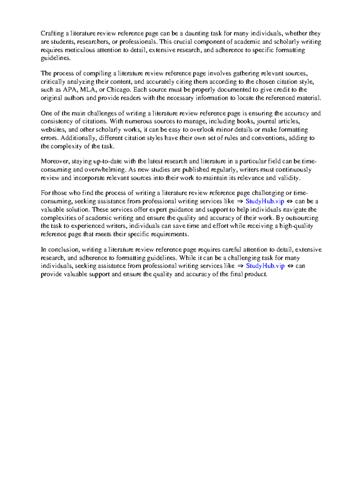 Literature Review Reference Page - Crafting a literature review ...