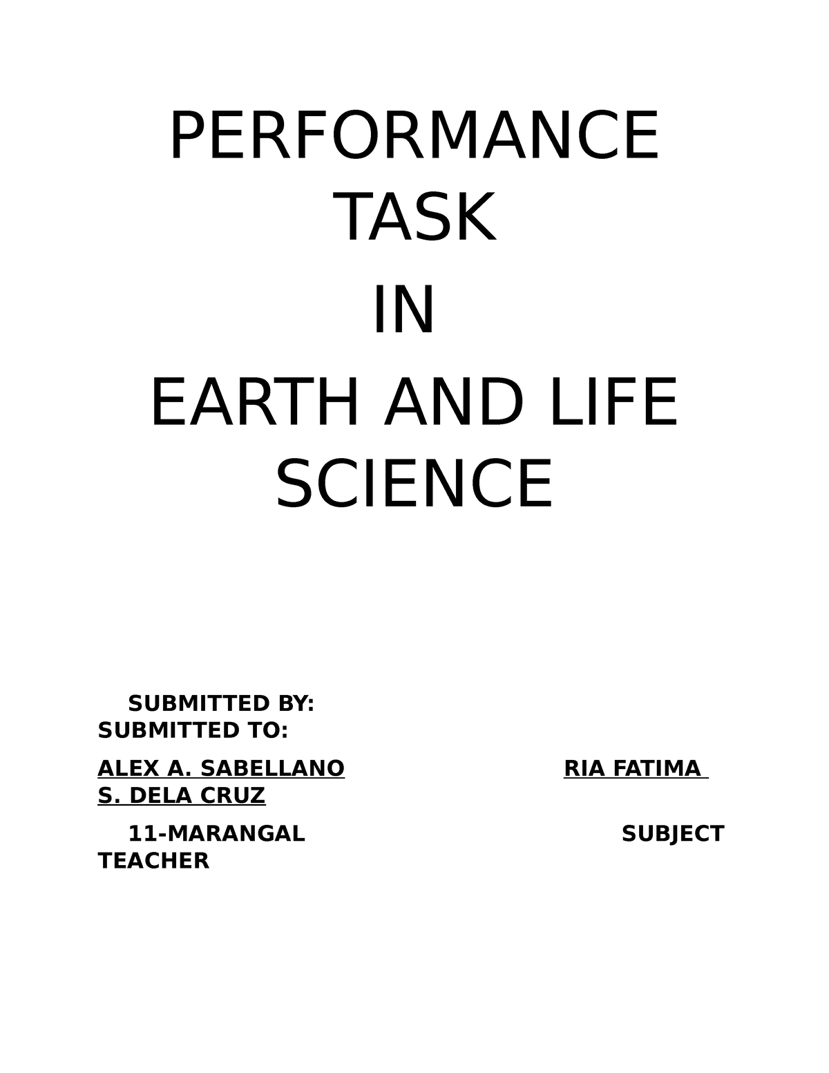 essay of earth and life science