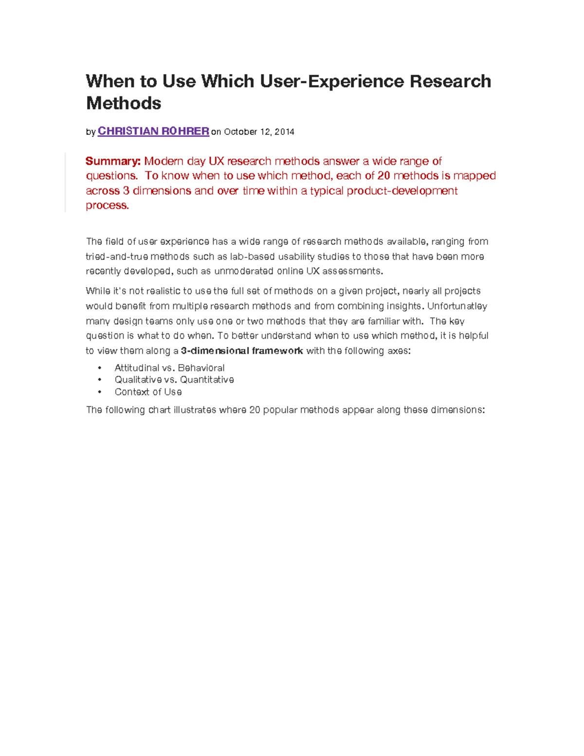 02 - Rohrer - When to Use Which User-Experience Research Method - When ...
