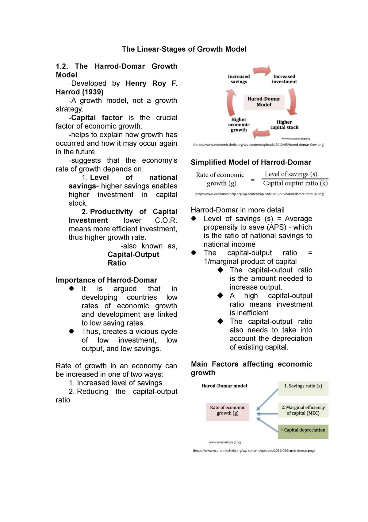 the-linear-stages-of-growth-model-the-harrod-domar-growth-model