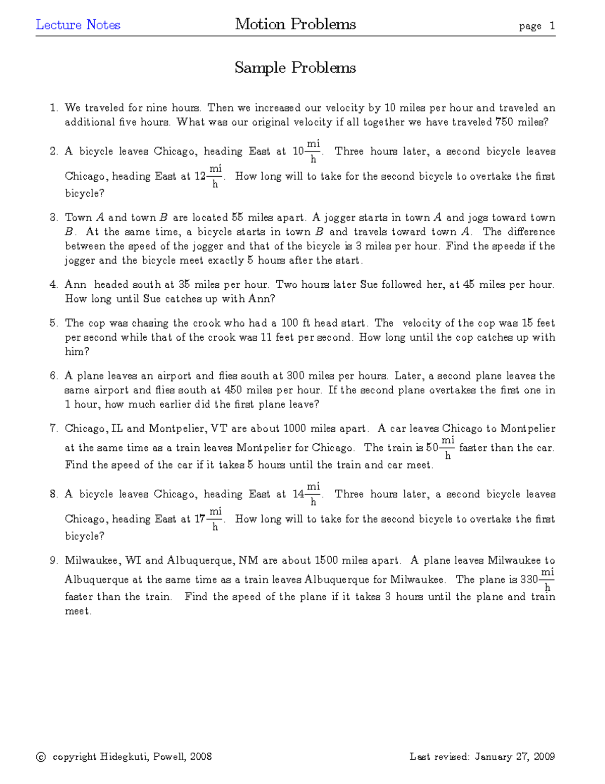 Motionn - Abajk - Sample Problems We Traveled For Nine Hours. Then We ...