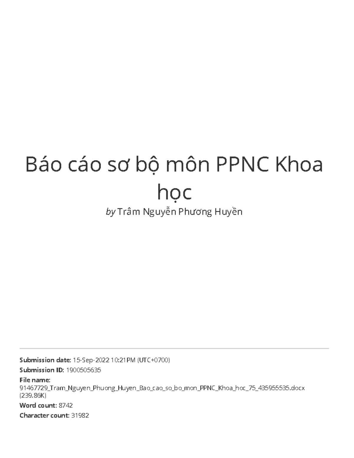 Báo cáo sơ bộ môn PPNC Khoa học - Phương pháp nghiên cứu - Báo cáo sơ ...