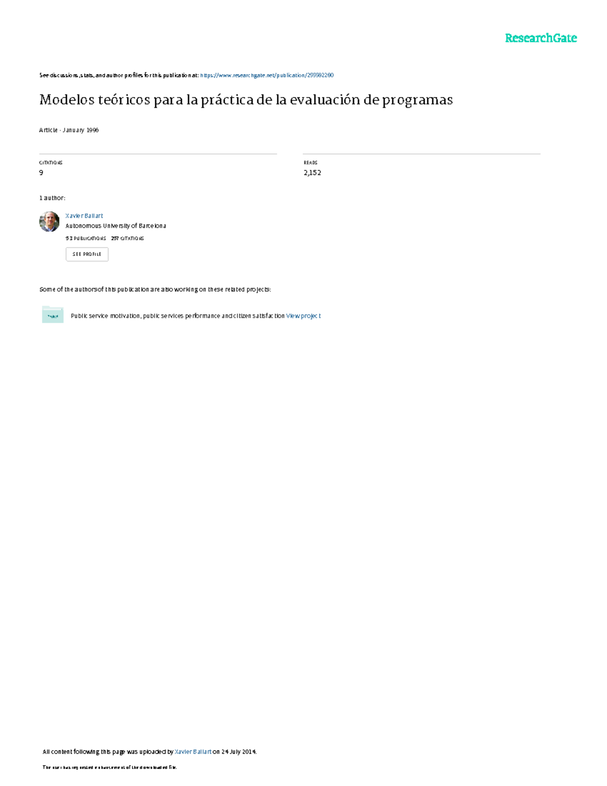 Modelos teoricos para la practica de la evaluacion - See discussions ...