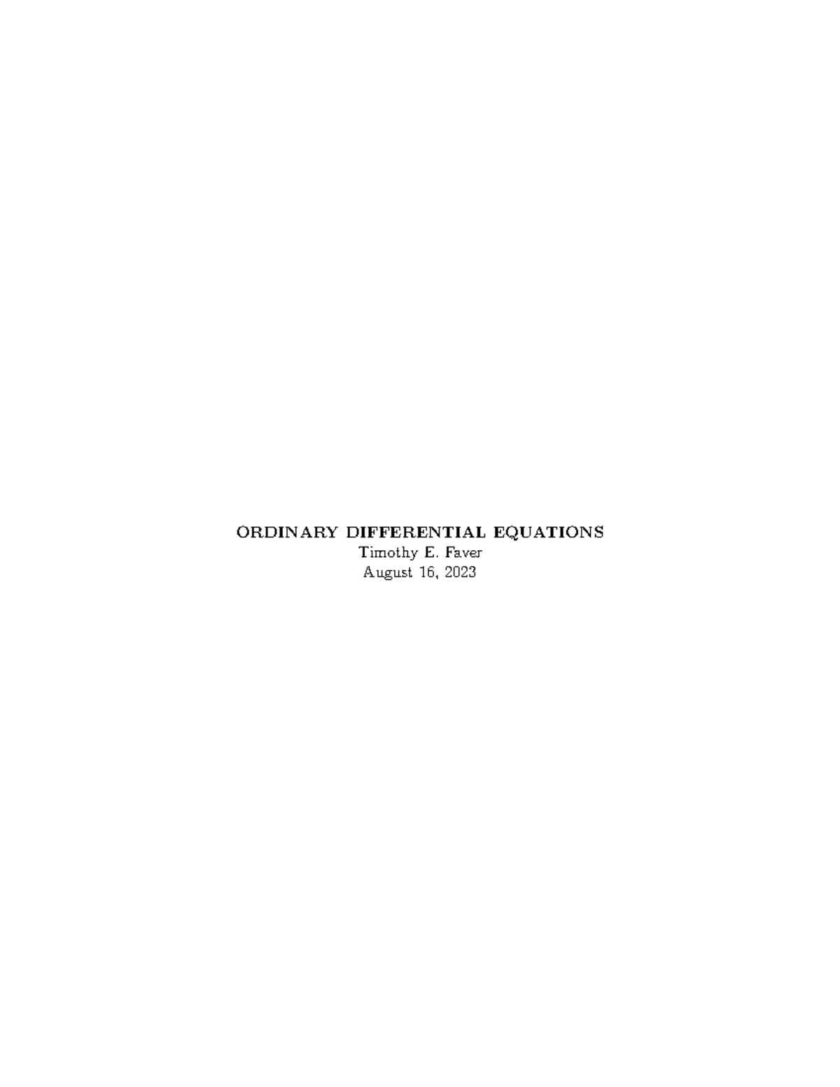 ODE-1 - Important Informative Notes over the first few chapters ...