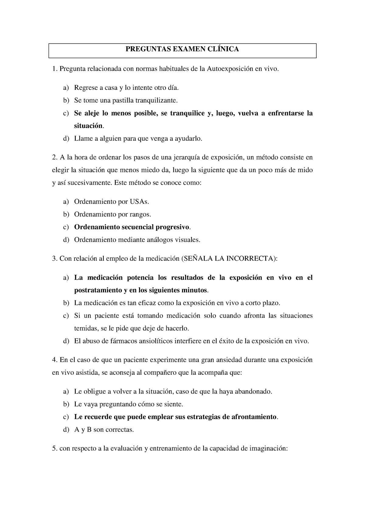 Primer Parcial Psicología Clínica - PREGUNTAS EXAMEN CLÍNICA 1 ...