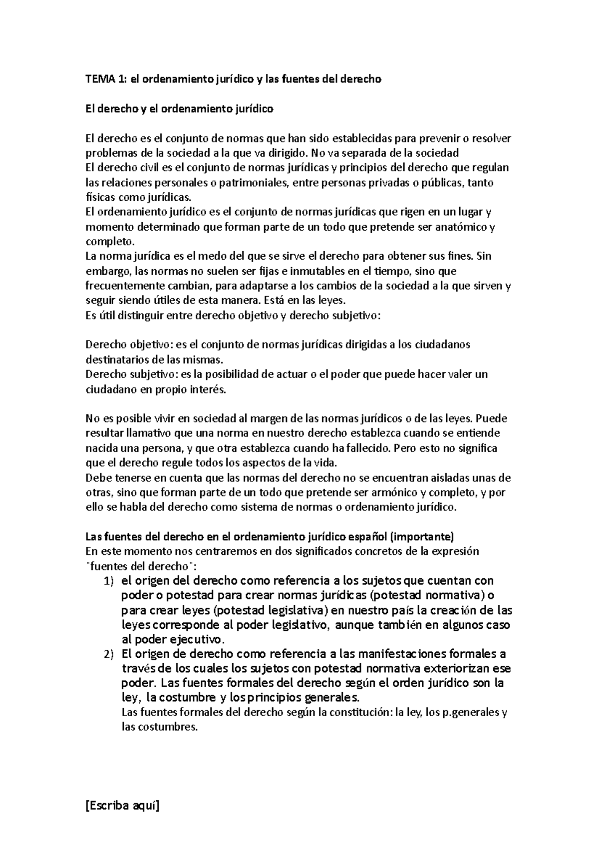 Apuntes derecho examen - TEMA 1: el ordenamiento jurídico y las fuentes ...