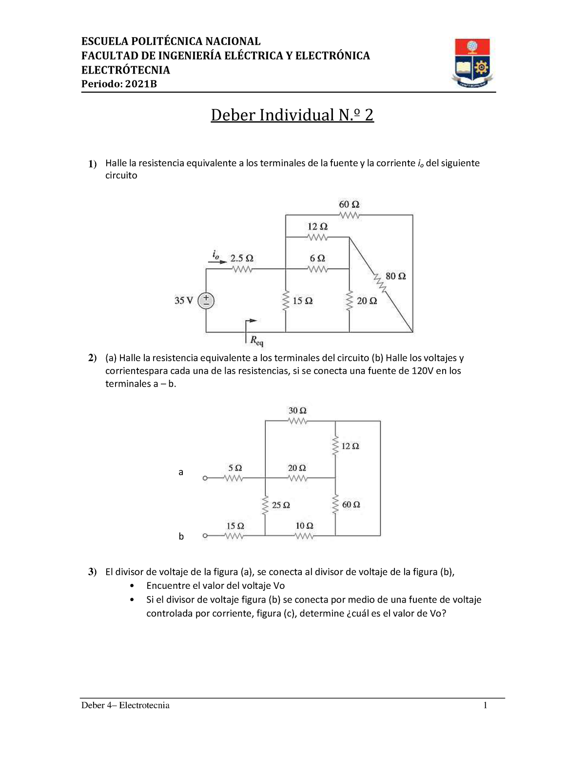 D2 22A - Electricidad - ESCUELA POLIT.. NACIONAL FACULTAD DE INGENIERÕA ...