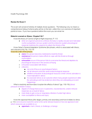 Health Psychology Exam 1 Review Guide - Review For Exam 1 I Made A ...