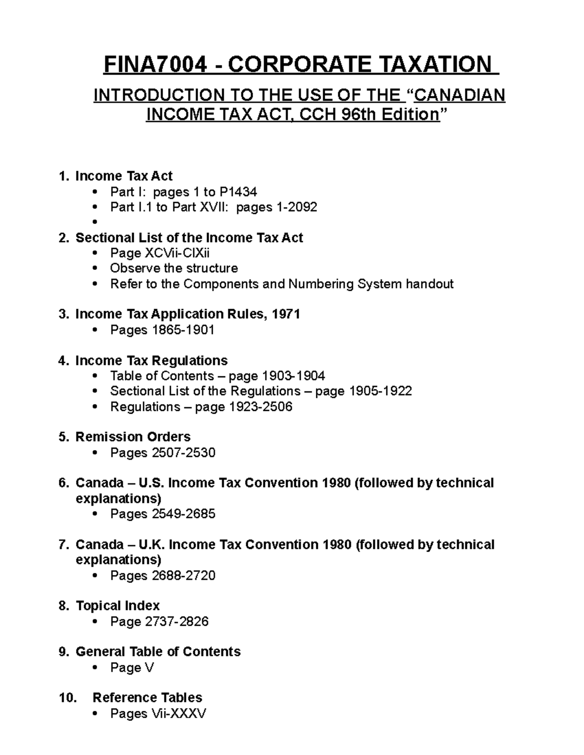 Introduction to Use of ITA 110th edition - FINA7004 - CORPORATE ...