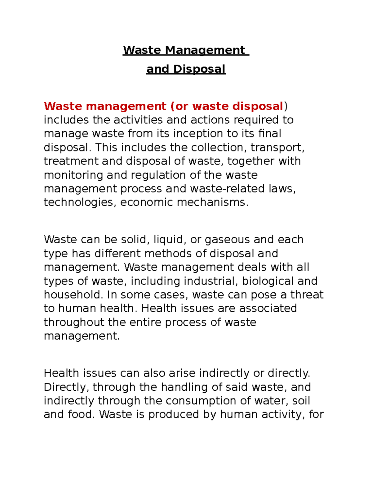 Solid Waste Management AND Disposal-NSTP - Waste Management and ...