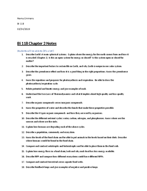 Bi 118 Chapter 3 notes - Revna Emmons BI 118 03/19/ Bi 118 Chapter 3 ...