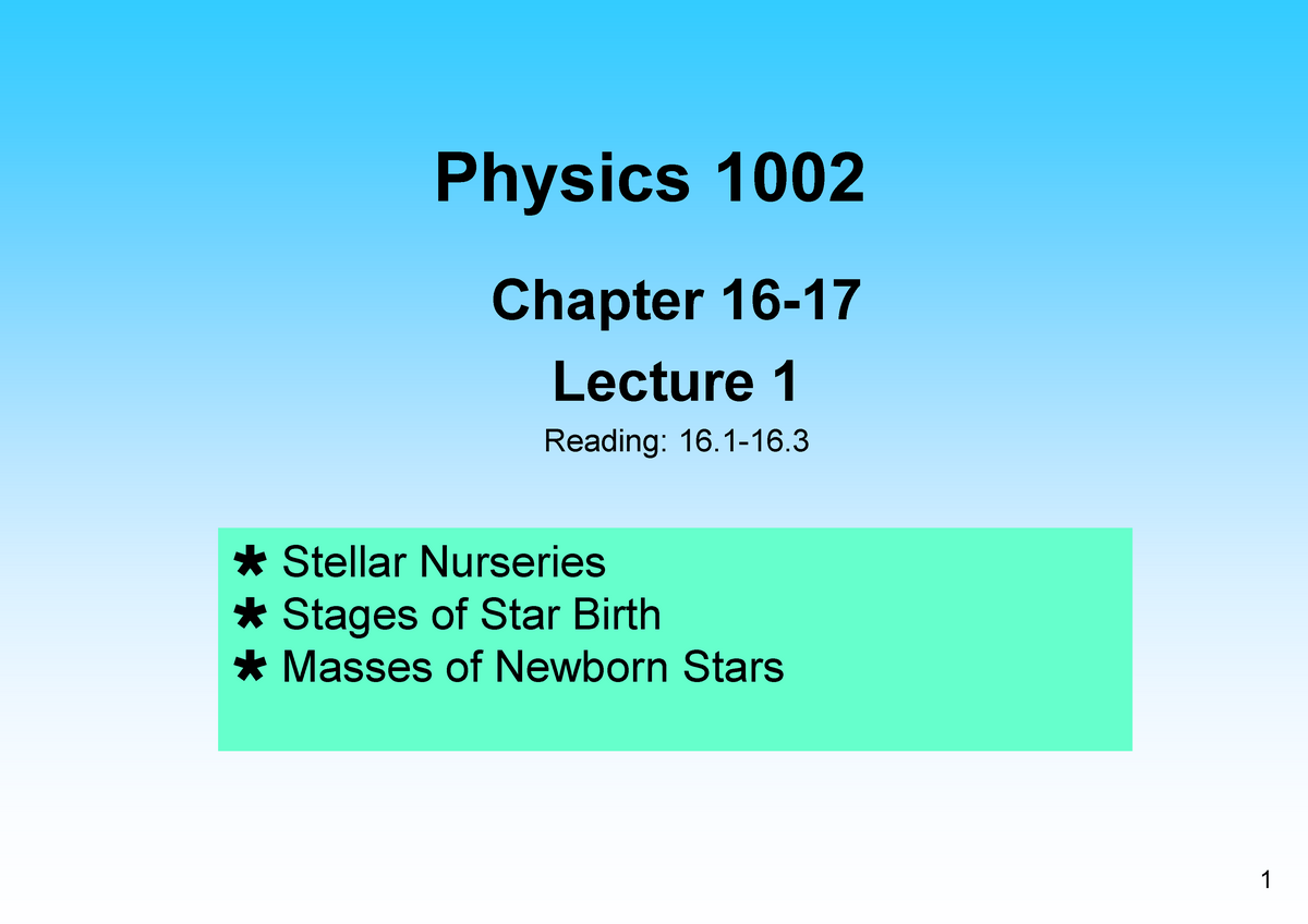 Chapter 16-17 - Lecture 1 - Physics 1002 Chapter 16- 17 Lecture 1 ...