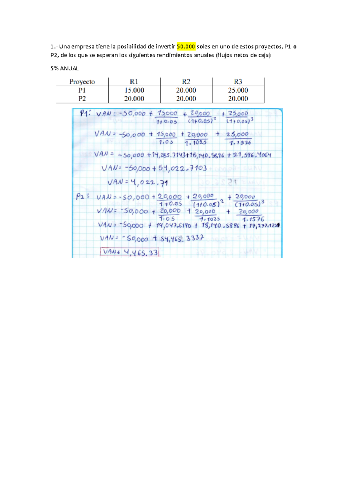VAN Strategic - gdfgfd - historia - 1.- Una empresa tiene la ...