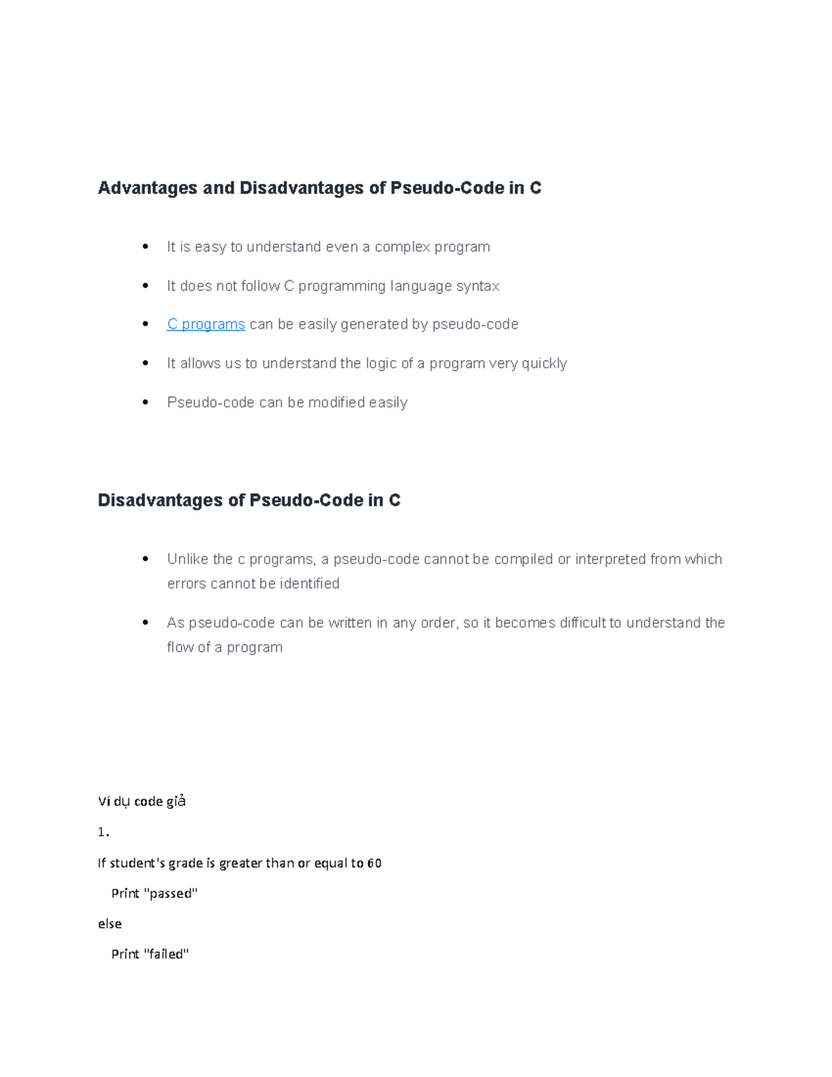 Pseudo Code - kkkkkk - Advantages and Disadvantages of Pseudo-Code in C ...