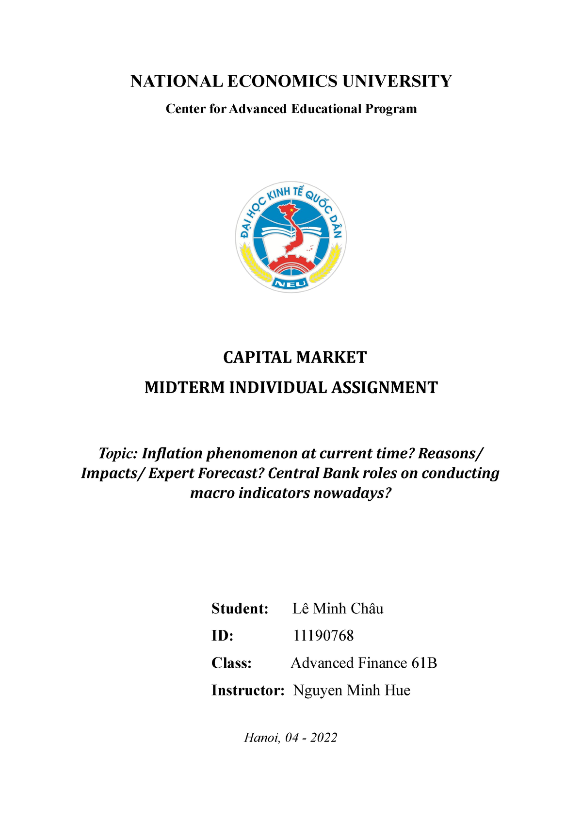 capital market assignment