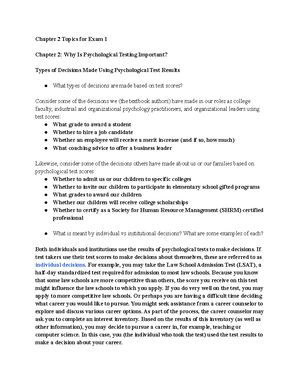 Psych 120 Chapter 5 Exam 1 - Chapter 5 Topics for Exam 1 Chapter 5 ...