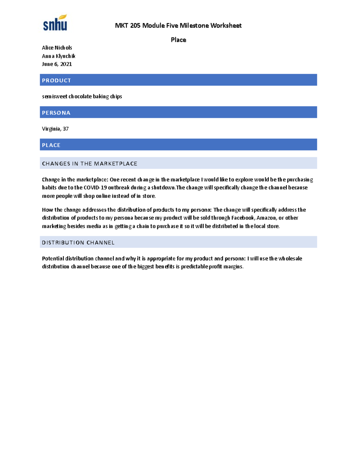 MKT205 Module Five Milestone copy copy - MKT 205 Module Five Milestone ...