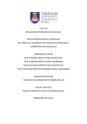 Ctu 001 Assignment Kertas Kerja Final Assignment Ctu 001 Pengantar Pembangunan Insan Tajuk Ctu 001 Assignment Kertas Kerja Final Assignment Ctu 001 Pengantar Pembangunan Insan Tajuk
