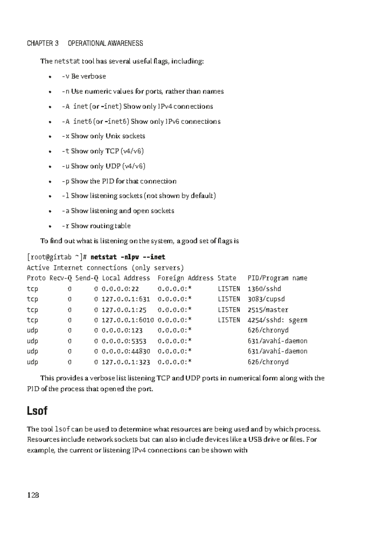 Cyber Operations23 The netstat tool has several useful flags