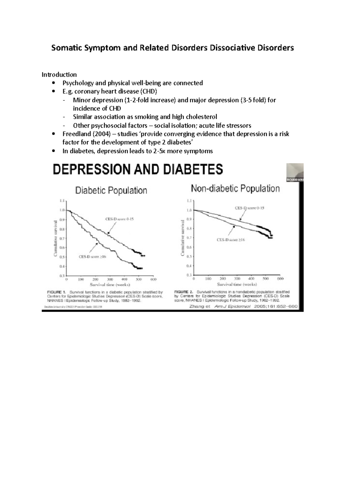 Week 6 - Somatic Symptom and Related Disorders Dissociative Disorders ...